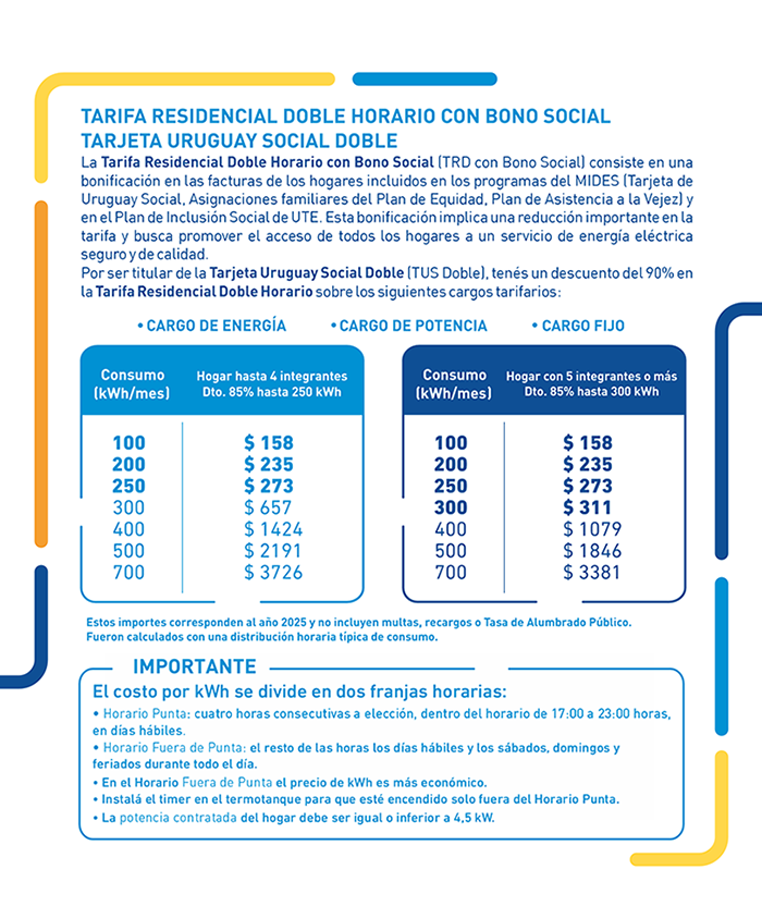 Interior de folleto Tarifa Residencial Doble con Bono Social TUS doble 2025