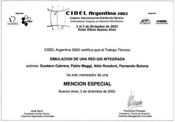 Premio CIDEL al trabajo “Simulación de una red GIS integrada”