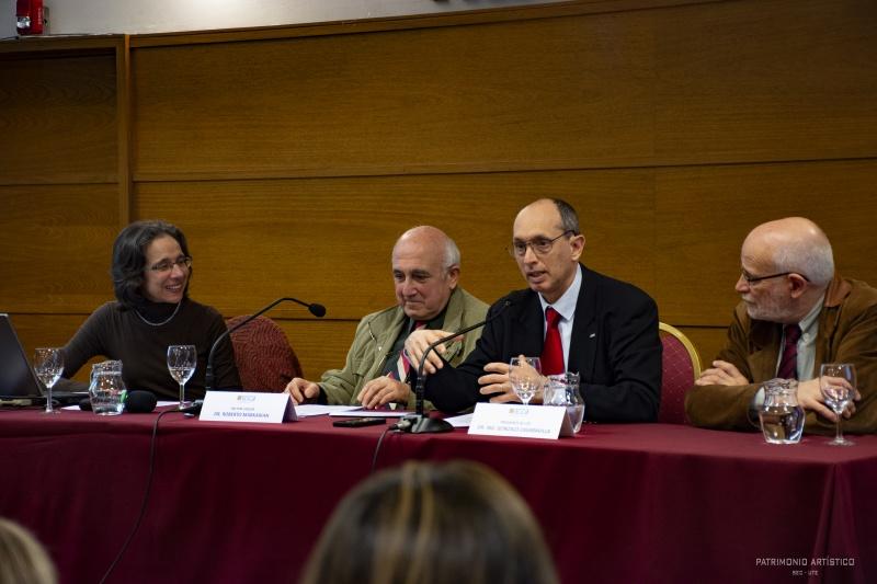 Cecilia Fernández, pro-rectora de Investigación, Roberto Markarian, rector de UDELAR, Gonzalo Casaravilla, presidente de UTE y César Briozzo, vicepresidente de UTE