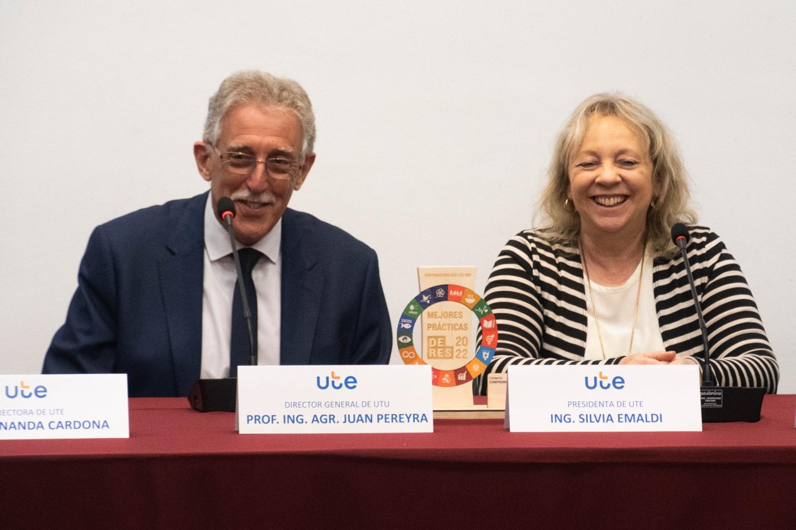 Director de UTU Juan Pereyra y presidenta de UTE Silvia Emaldi