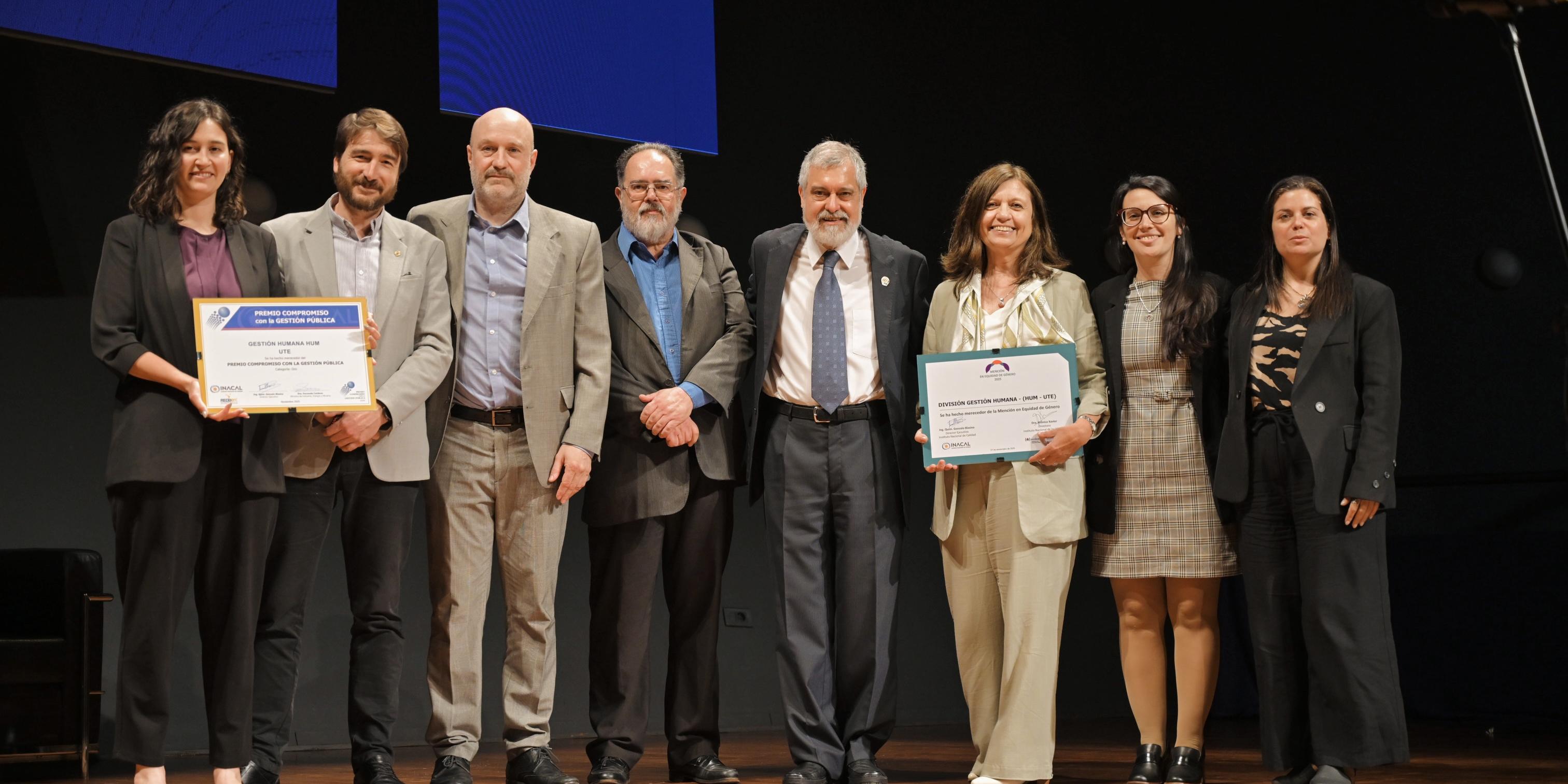 UTE recibió de INACAL el Premio Oro en la categoría Compromiso con la Gestión Pública y una Mención en Equidad de Género